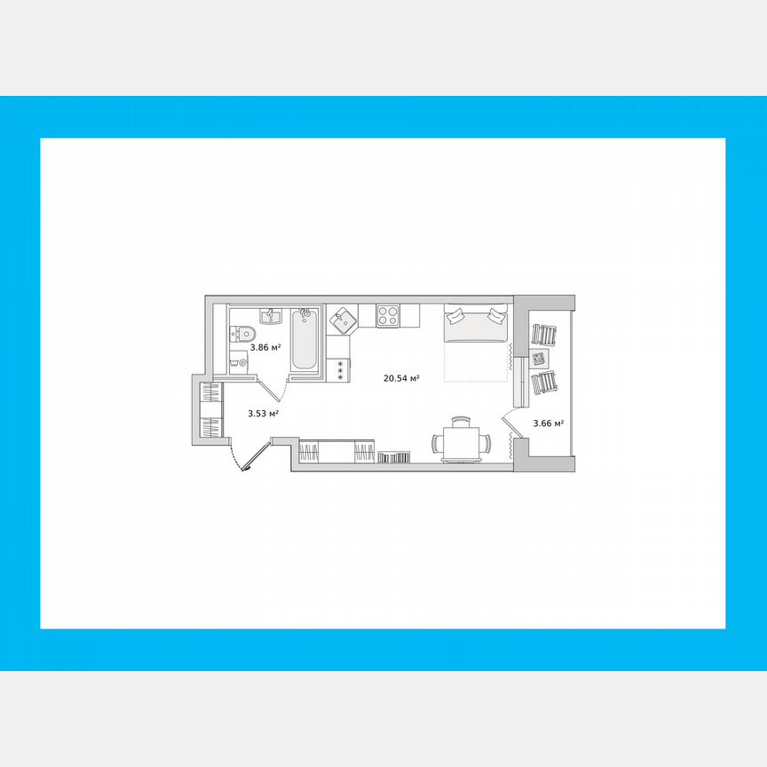 Квартира-студия, 27,7 м², 20/21 эт.