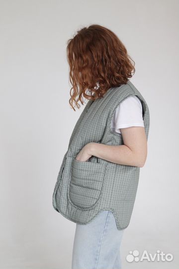 Стеганая душегрея хлопковая свободного кроя