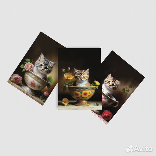 Открытки 3 шт. c Soft-touch покрытием