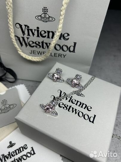 Vivienne westwood серьги и цепь (розовый)