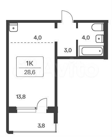Квартира-студия, 28,6 м², 16/17 эт.