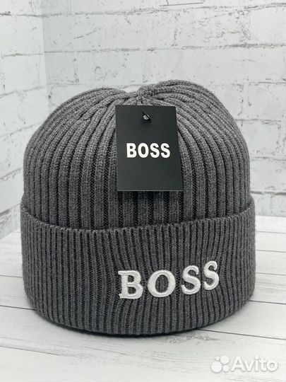 Шапка мужская boss с отворотом