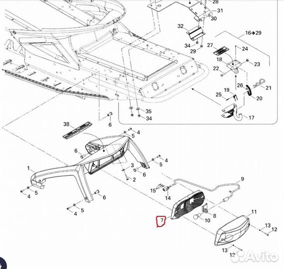 Рефлектор заднего фонаря Ski-Doo Lynx 510004018