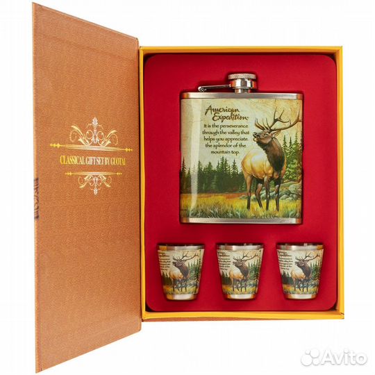 Набор Фляжка Олень+3 стопки (А04) 210 мл