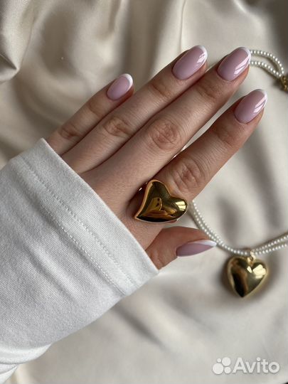 Кольцо сердце крупное Poison drop цвет золото