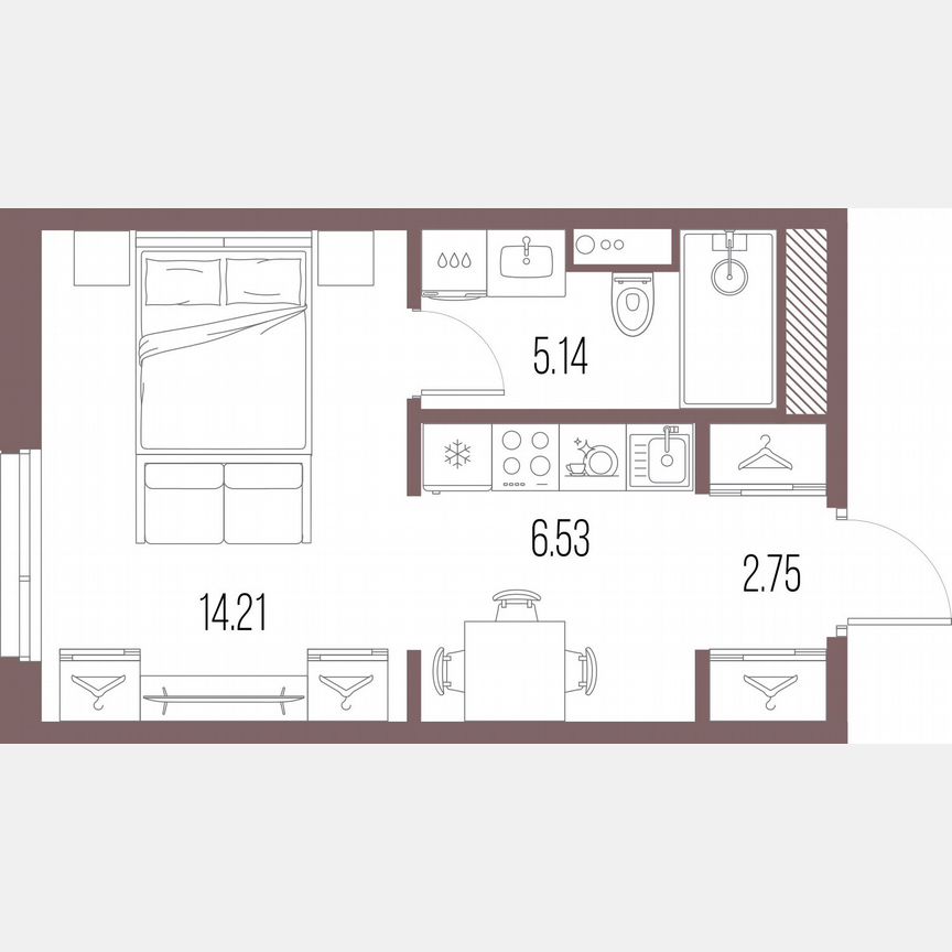 Квартира-студия, 28,6 м², 6/10 эт.