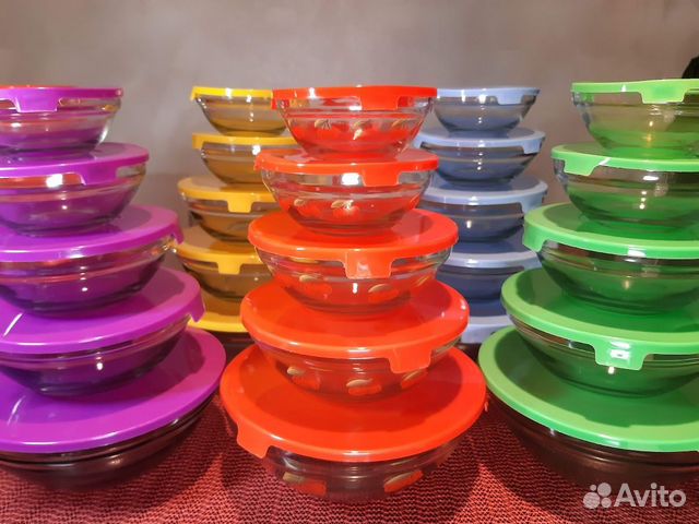 Набор салатников с крышк.(130,200,350,500,900мл)