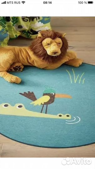 Ковер детский IKEA круглый прорезиненный 100 см