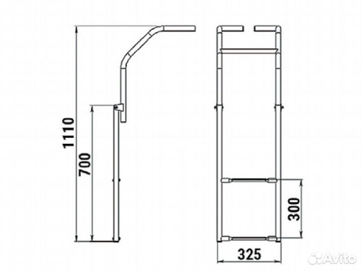 Лестница для лодки пвх ширина 325мм, 2 ступени