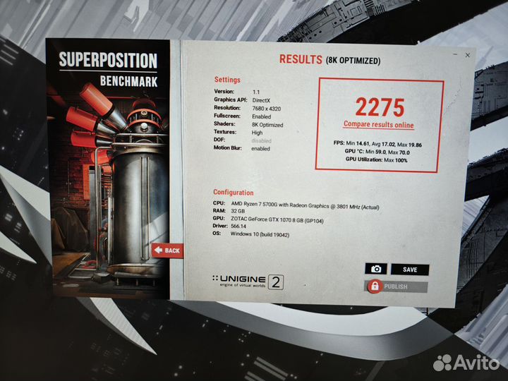 Видеокарта GTX 1070 8gb Zotac AMP