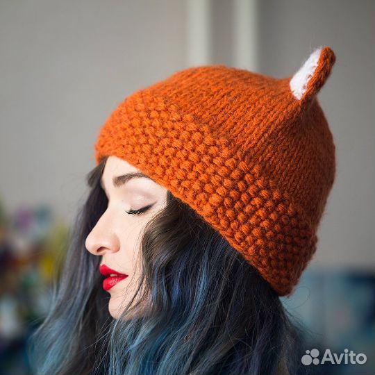 Шапка с ушками, шапка кошка, уши кошки, уши лисы
