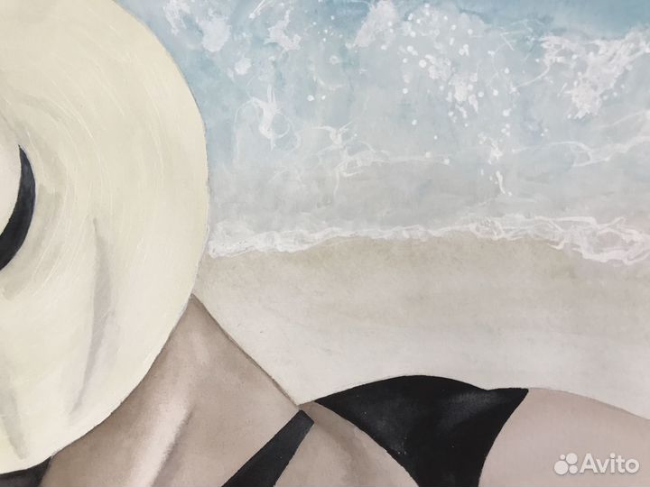 Акварельная картина. Пляж