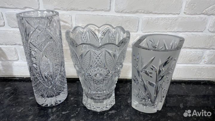 Хрустальная посуда СССР, вазы, салатники, штоф