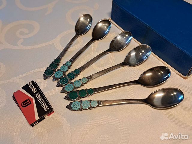 Серебрянные кофейные ложечки эмаль Таллин Новые