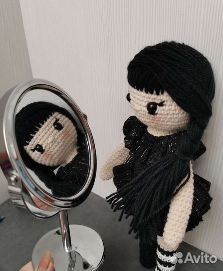 Кукла вязаная, Уэнсдей Аддамс, ручная работа