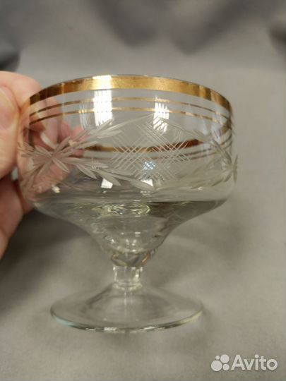 Вазочка Креманка Стекло Позолота СССР