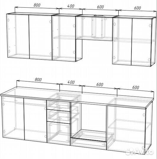Кухонный гарнитур 2.4м цена за всю кухню