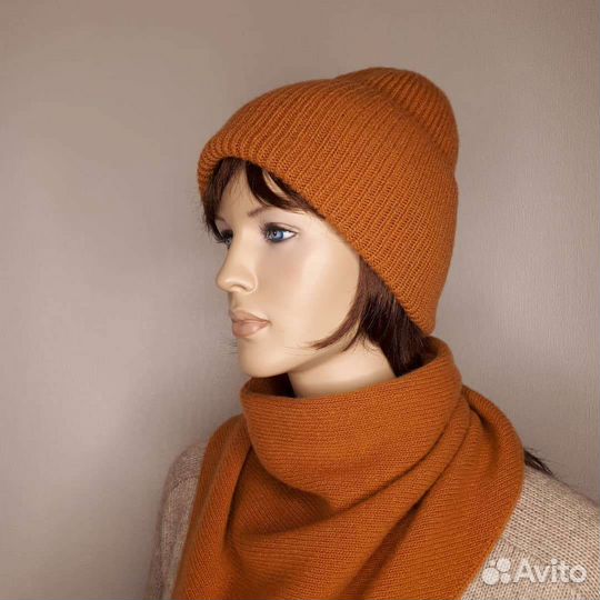 Шапка и бактус новые (меринос/кашемир)