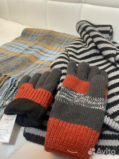 2 детских шарфа и перчатки