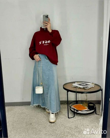 Джинсовая юбка длинная