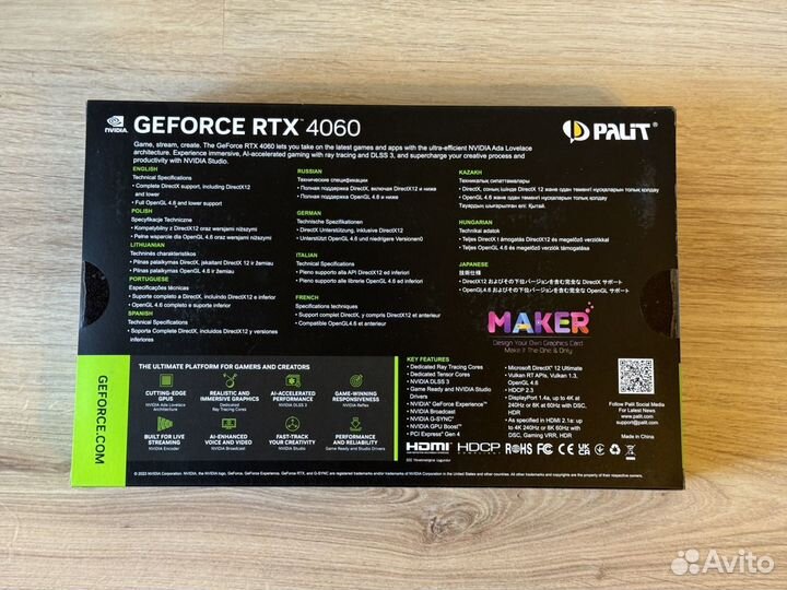 Видеокарта palit GeForce RTX 4060 dual 8G