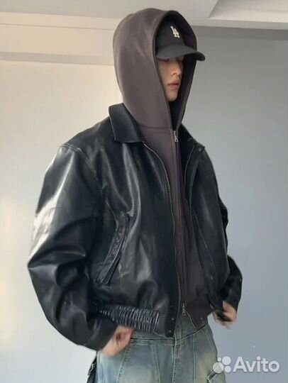 Кожаный Бомбер Rick Owens type