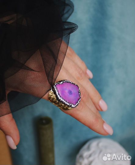 Новое кольцо с натуральным агатом