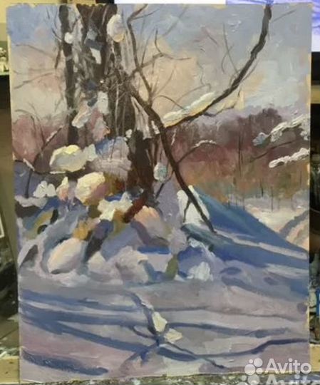 Картина маслом, «зимний хаус» 40* 50