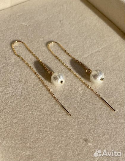 Серьги протяжки с жемчугом