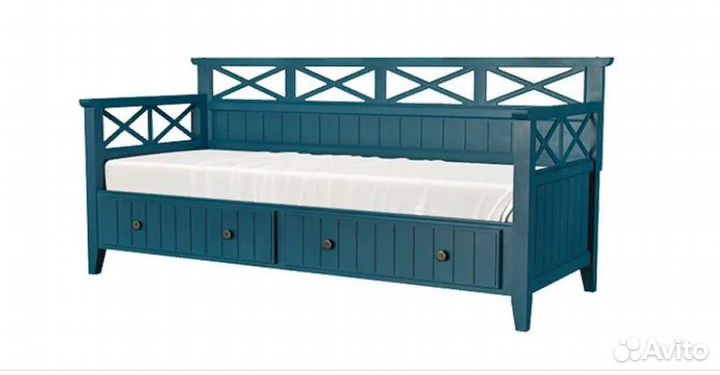 Кровать с ящиками, цвет сапфировый (массив сосны)