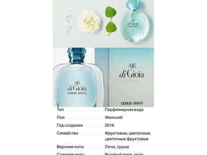 Парфюмерная вода Acqua di Gioia от Giorgio, Магадан