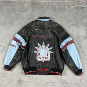 New York Rangers кожаная куртка бомбер vintage 90'