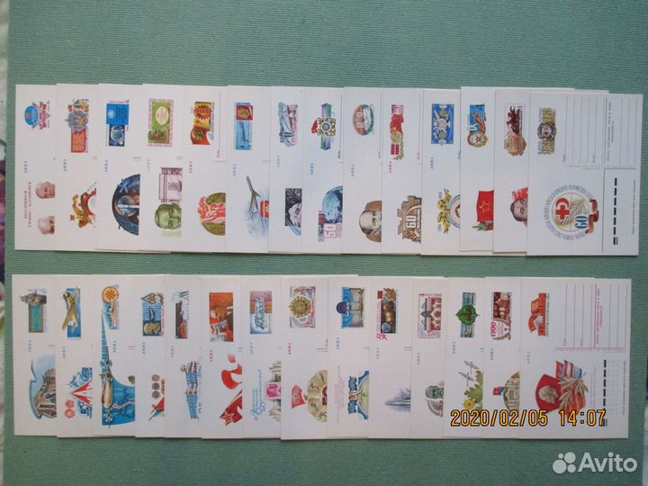 Комплект карточек с оригинальной маркой СССР