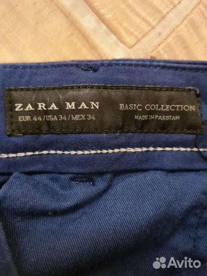 Мужские синие весенне-летние брюки Zara, р. 50