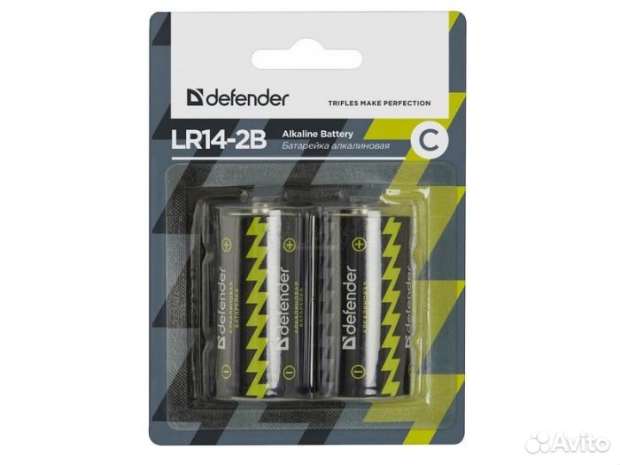 Батарейка алкалиновая Defender LR14-2B С в блисте
