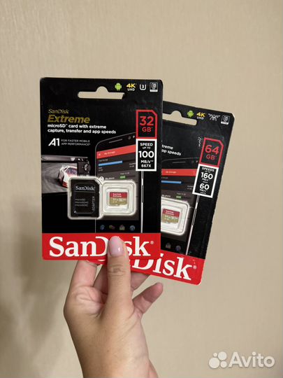 Карта памяти MicroSD 32 и 64 гб