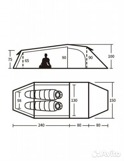 Новая Палатка Naturehike на 2 человека, оранжевая