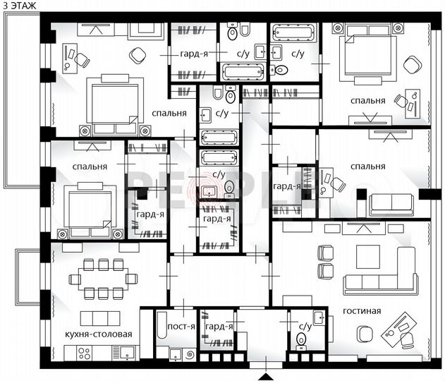 5-к. квартира, 255,6 м², 3/7 эт.