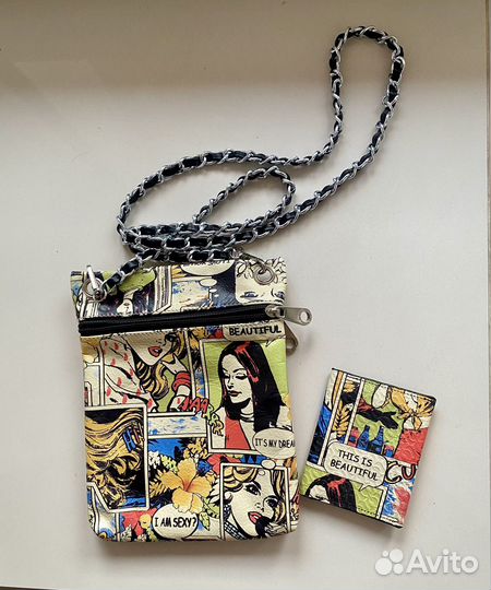 Сумка молодёжная с кошельком. Натуральная кожа