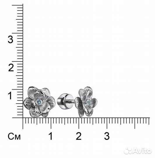 Серьги Пусеты серебро(вставка топаз)