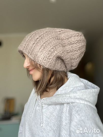 Шапка новая вязаная крупная вязка пушистая