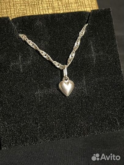 Серебряная подвеска Сердце на серебряной цепочке