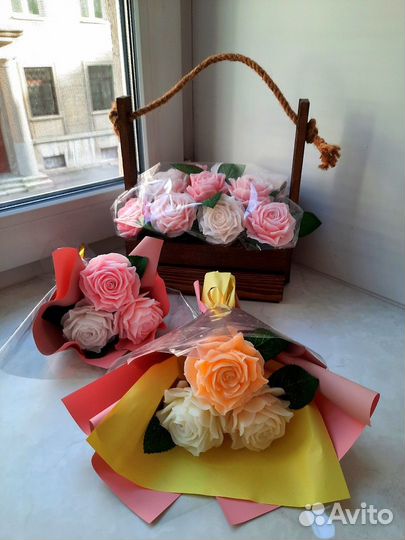 Розы из мыла ручной работы