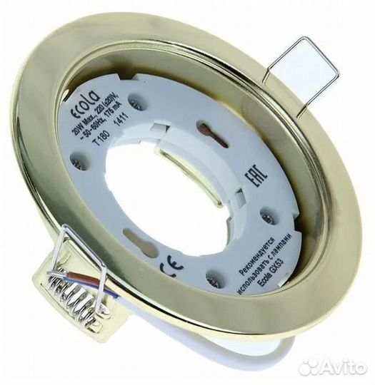 Встраиваемы потолочный светильник Ecola GX53 золот