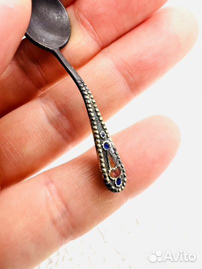 Ложка для соли Серебро 875 пробы Эмали 1958 год