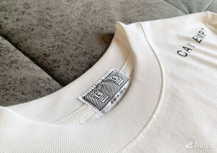 Лонгслив CavEmpt белый с принтом глаз унисекс