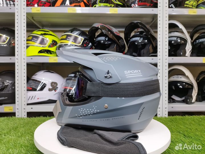 Кроссовый мотошлем+очки, перчатки, маска в комплек