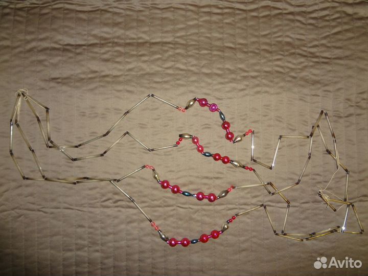 Елочная игрушка гирлянда стеклянная СССР