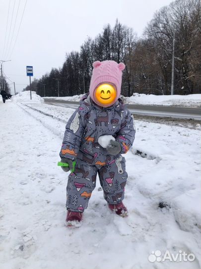 Шапка-шлем на теплую зиму/осень для девочки 48-50