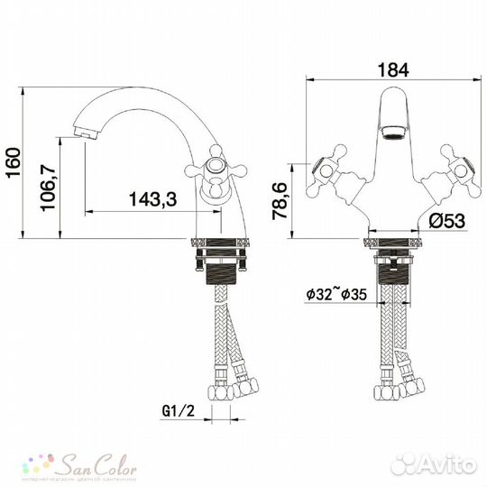 Смеситель для раковины золотой